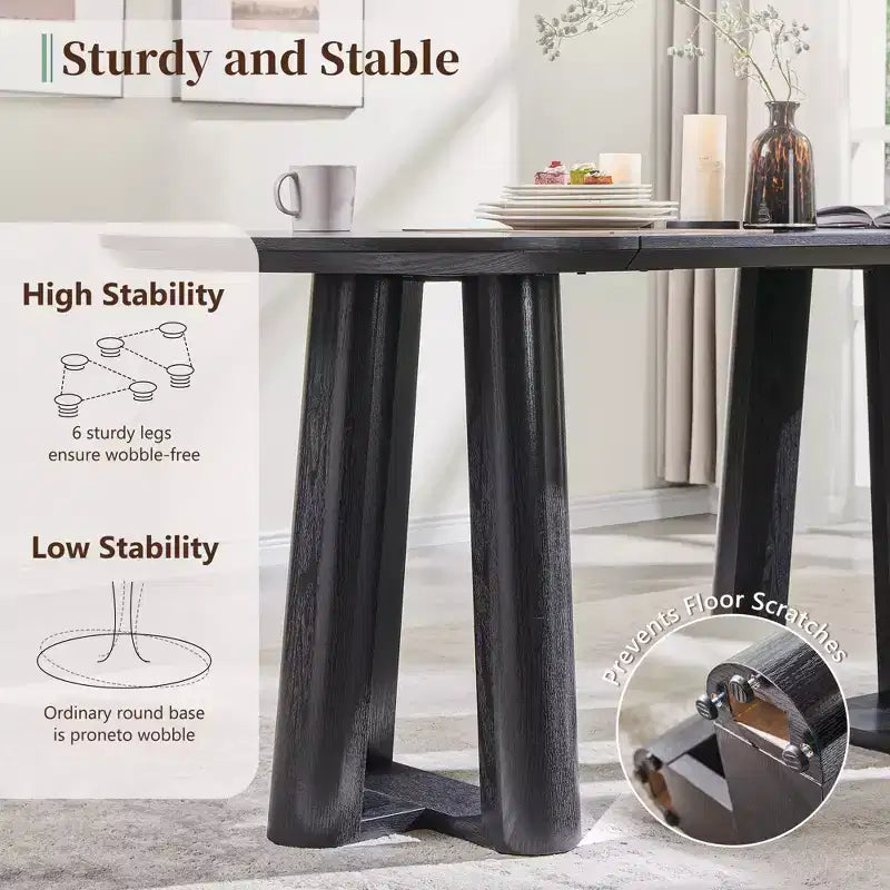 Mesa de comedor moderna de 63" para 6-8 personas con borde curvo, para cocina o comedor