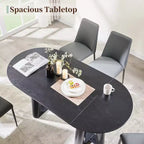 Mesa de comedor moderna de 63" para 6-8 personas con borde curvo, para cocina o comedor