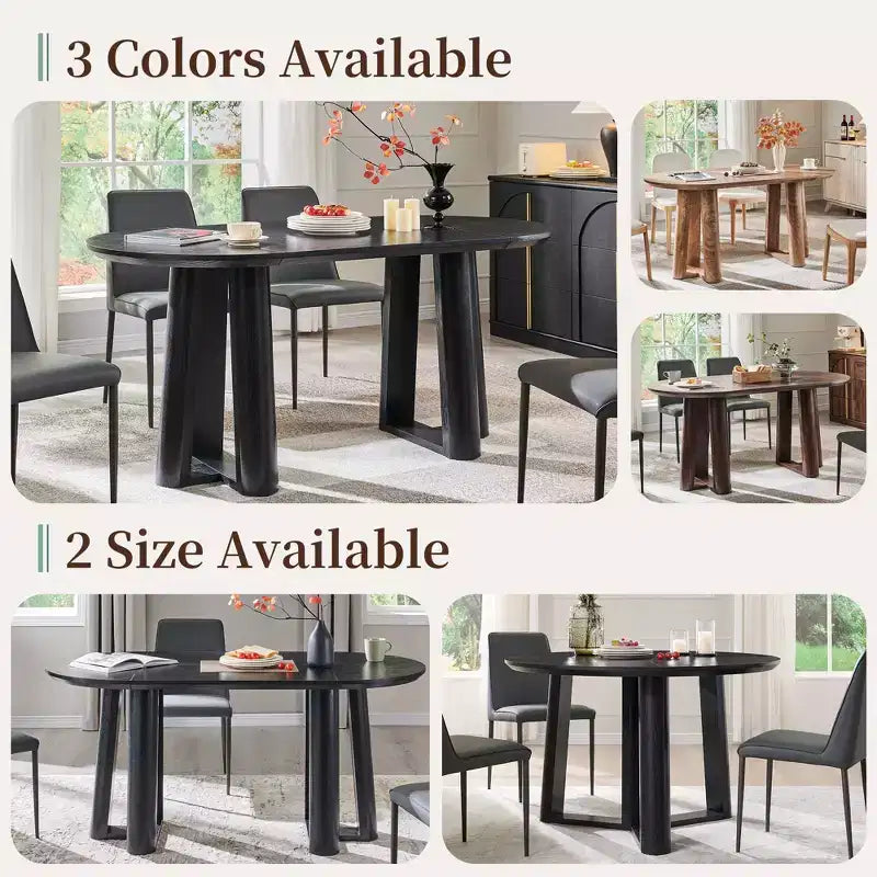 Mesa de comedor moderna de 63" para 6-8 personas con borde curvo, para cocina o comedor