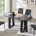 Dining Table for 6-8, Modern 63 Dining Room Table with Curved Table Edge, Kitchen Tables for Dining Room Kitchen