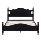 Estructura de cama de plataforma retro de madera tamaño matrimonial con láminas de madera, 227 kg, negro