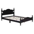 Estructura de cama de plataforma retro de madera tamaño matrimonial con láminas de madera, 227 kg, negro