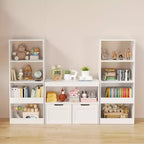 Mueble Organizador para Libros y Juguetes para Niños con Cajones y Estantes Abiertos, Blanco