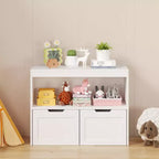 Mueble Organizador para Libros y Juguetes para Niños con Cajones y Estantes Abiertos, Blanco