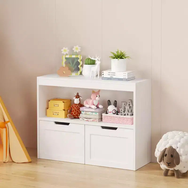 Mueble Organizador para Libros y Juguetes para Niños con Cajones y Estantes Abiertos, Blanco