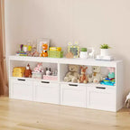 Mueble Organizador para Libros y Juguetes para Niños con Cajones y Estantes Abiertos, Blanco
