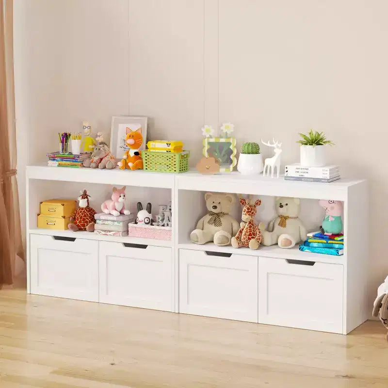 Mueble Organizador para Libros y Juguetes para Niños con Cajones y Estantes Abiertos, Blanco