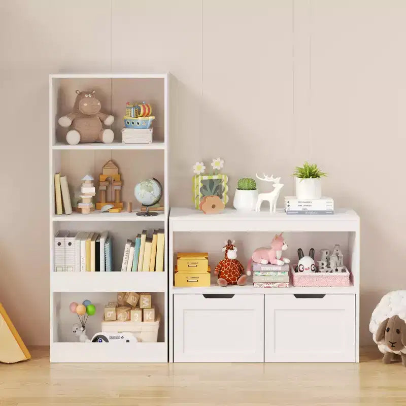 Mueble Organizador para Libros y Juguetes para Niños con Cajones y Estantes Abiertos, Blanco