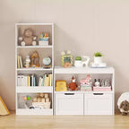 Mueble Organizador para Libros y Juguetes para Niños con Cajones y Estantes Abiertos, Blanco