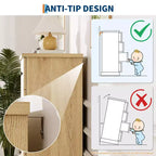 Cómoda horizontal acanalada, cómoda de madera con tiradores metálicos, moderna
