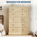 Cómoda horizontal acanalada, cómoda de madera con tiradores metálicos, moderna