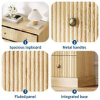 Cómoda horizontal acanalada, cómoda de madera con tiradores metálicos, moderna