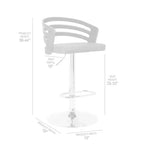 Taburete de Bar Giratorio de Altura Ajustable, Piel Sintética Negra y Madera de Nogal, Base Cromada