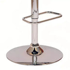 Taburete de Bar Giratorio de Altura Ajustable, Piel Sintética Negra y Madera de Nogal, Base Cromada