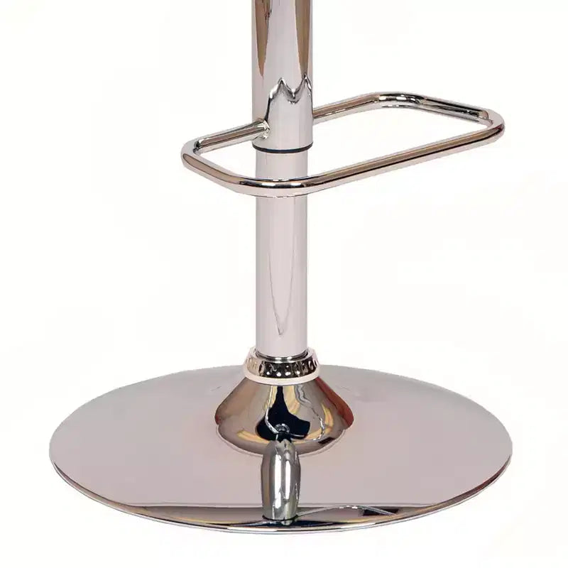 Taburete de Bar Giratorio de Altura Ajustable, Piel Sintética Negra y Madera de Nogal, Base Cromada