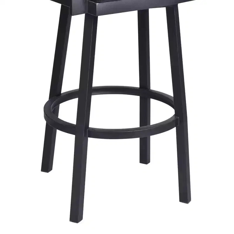 Taburete de bar giratorio con brazos a la altura de la encimera, piel sintética negra vintage