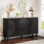 Aparador tipo bufé moderno con 4 puertas y estantes de almacenamiento, 149,86 cm, negro