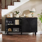 Aparador tipo bufé moderno con 4 puertas y estantes de almacenamiento, 149,86 cm, negro