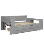 Sofá cama individual XL con nido, escritorio, estantes de almacenamiento y luces LED