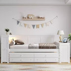 Sofá cama individual XL con nido, escritorio, estantes de almacenamiento y luces LED
