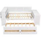 Sofá cama individual XL con nido, escritorio, estantes de almacenamiento y luces LED