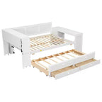 Sofá cama individual XL con nido, escritorio, estantes de almacenamiento y luces LED