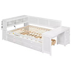 Sofá cama individual XL con nido, escritorio, estantes de almacenamiento y luces LED
