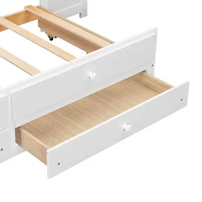 Sofá cama individual XL con nido, escritorio, estantes de almacenamiento y luces LED