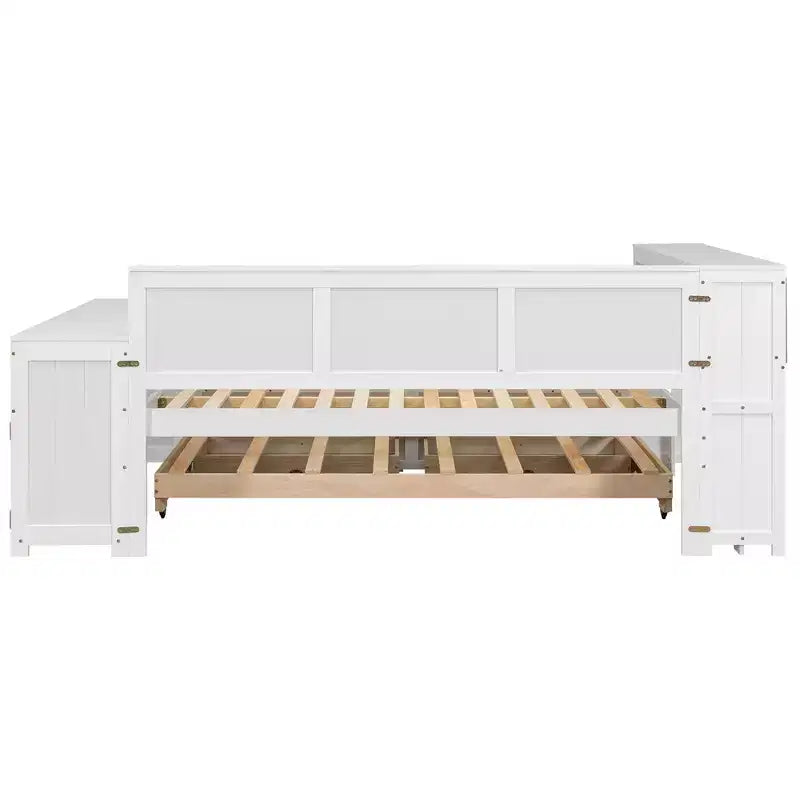Sofá cama individual XL con nido, escritorio, estantes de almacenamiento y luces LED