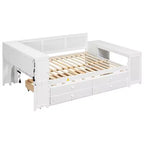 Sofá cama individual XL con nido, escritorio, estantes de almacenamiento y luces LED