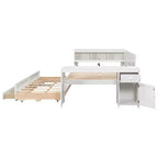 Sofá cama individual XL con nido, escritorio, estantes de almacenamiento y luces LED