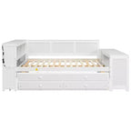 Sofá cama individual XL con nido, escritorio, estantes de almacenamiento y luces LED