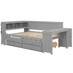 Sofá cama individual XL con nido, escritorio, estantes de almacenamiento y luces LED