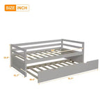 Sofá cama doble de madera maciza con nido extraíble, cama capitana, gris