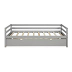 Sofá cama doble de madera maciza con nido extraíble, cama capitana, gris