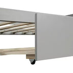 Sofá cama doble de madera maciza con nido extraíble, cama capitana, gris