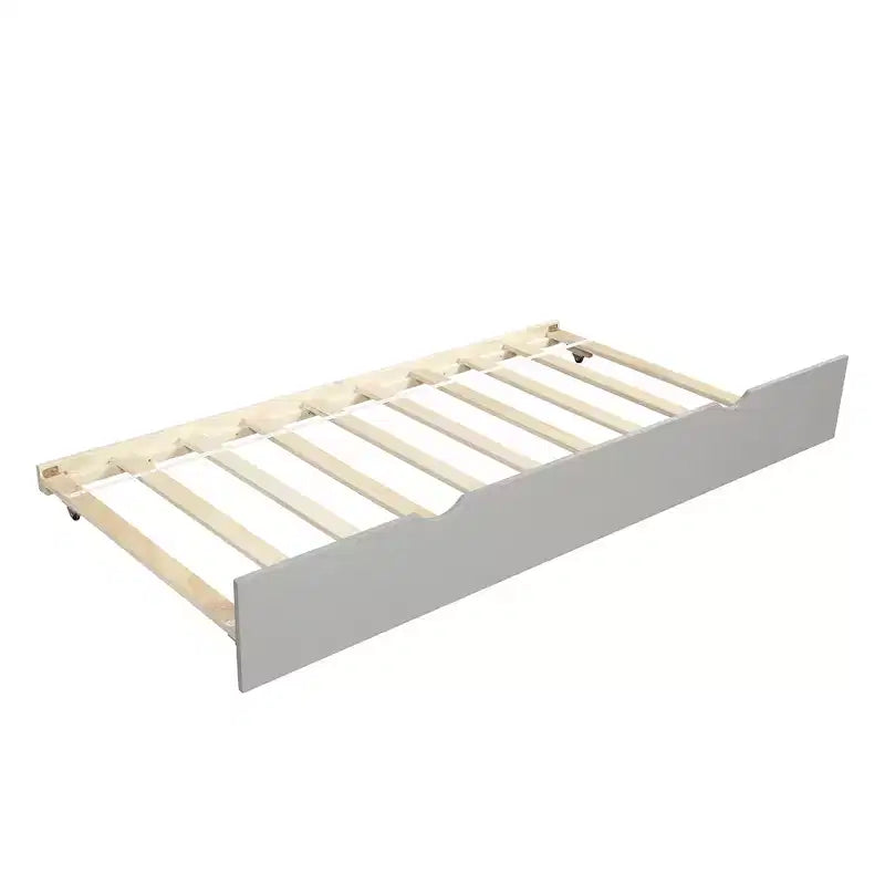 Sofá cama doble de madera maciza con nido extraíble, cama capitana, gris