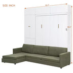 Cama Murphy Queen con sofá y mueble, cama plegable de pared con estantes