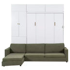 Cama Murphy Queen con sofá y mueble, cama plegable de pared con estantes