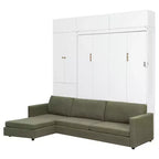 Cama Murphy Queen con sofá y mueble, cama plegable de pared con estantes