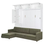 Cama Murphy Queen con sofá y mueble, cama plegable de pared con estantes
