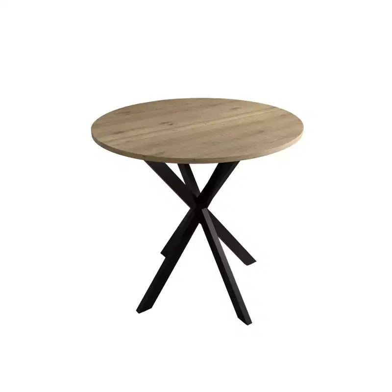 Mesa de Cocina Redonda de 31.5", Tapa de MDF Marrón Rústico con Patas de Metal Negro