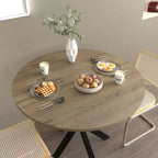 Mesa de Cocina Redonda de 31.5", Tapa de MDF Marrón Rústico con Patas de Metal Negro