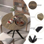 Mesa de Cocina Redonda de 31.5", Tapa de MDF Marrón Rústico con Patas de Metal Negro