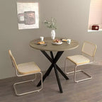 Mesa de Cocina Redonda de 31.5", Tapa de MDF Marrón Rústico con Patas de Metal Negro