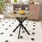 Mesa de Cocina Redonda de 31.5", Tapa de MDF Marrón Rústico con Patas de Metal Negro