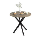 Mesa de Cocina Redonda de 31.5", Tapa de MDF Marrón Rústico con Patas de Metal Negro