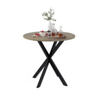 Mesa de Cocina Redonda de 31.5", Tapa de MDF Marrón Rústico con Patas de Metal Negro