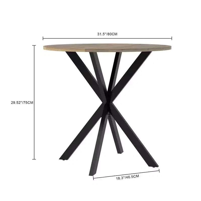Mesa de Cocina Redonda de 31.5", Tapa de MDF Marrón Rústico con Patas de Metal Negro