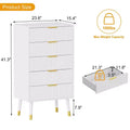 Modern Fluted 5-Drawer Dresser C Tall Wood Storage Cabinet with Gold Handles for Bedroom & Entryway